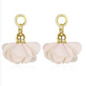 Noblag Gold-Tone White Non-Woven  Drop Earrings